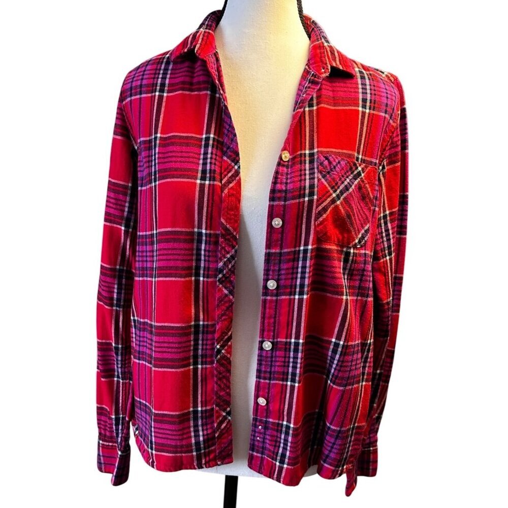 American Eagle Womens Flannel Shirt Sz S Plaid Button-Up Casual Western Rodeo